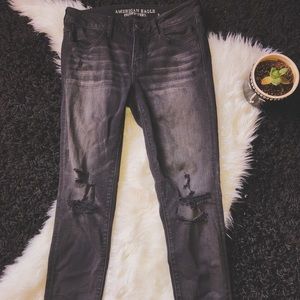 American Eagle Black Distressed Jeans